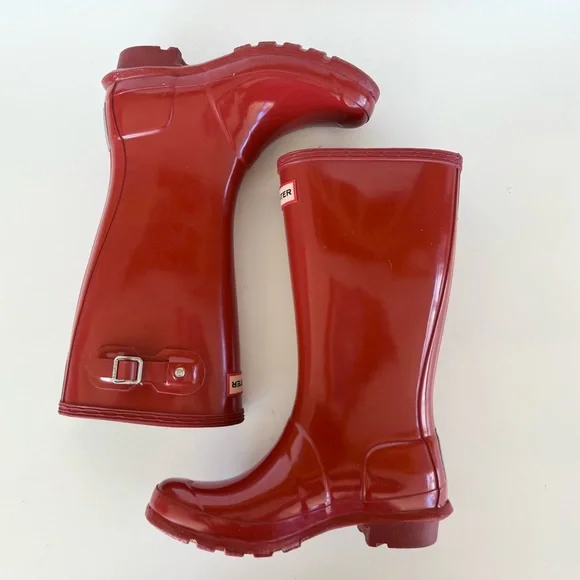 Hunter Kids’ Original Tall Rain Boots in Military Red, size B3/G4 UK2 - Picture 5 of 9